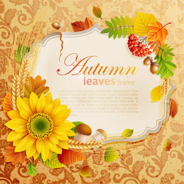 Flowers & Leaf vector Photo Frame 04 photo frame photo leaf flowers flower   