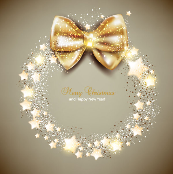 Ornate Christmas cards with Bow vector material 02 ornate material christmas cards card bow   