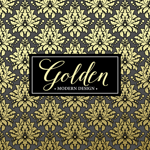 Floral seamless pattern with gold frame vectors 04 seamless pattern gold frame floral   