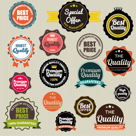 Vintage labels with stickers and ribbons vector graphics 03 vintage vector graphics stickers sticker ribbons ribbon labels label   