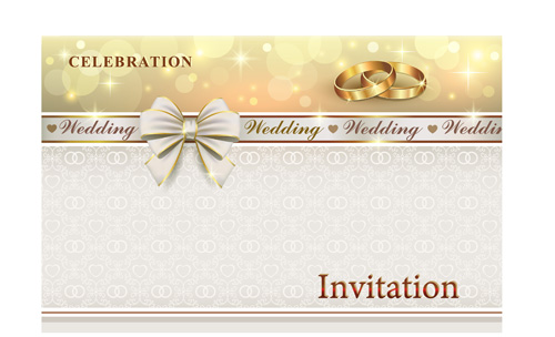 Ornate wedding invitation with gold ring vector wedding ring ornate invitation gold   