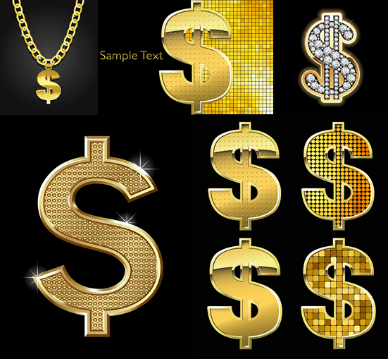 Diamond money symbol vector mosaic money symbol luxurious design pictures gold necklace gold design   