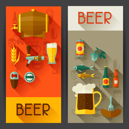 Flat style beer banners vector 01 flat beer banners banner   