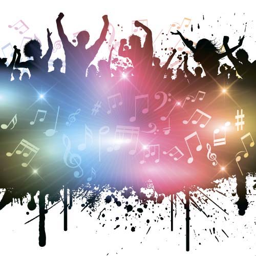 Music party backgrounds with people silhouettes vectors 07 silhouettes people party music background   