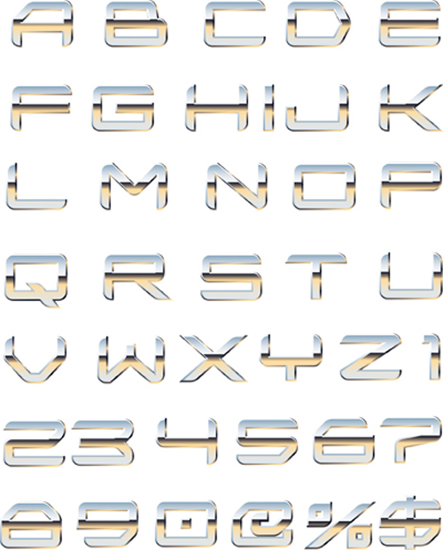 Set of Metal Style Alphabet vector art metal style metal alphabet   