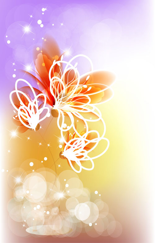 Points of light background with flowers vector set 04 Points light flowers flower   