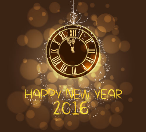 2016 new year with vintage clock vector year vintage clock 2016   