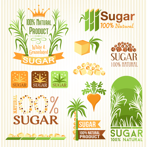 Sugar labels with logos vector material 01 sugar material logos labels   