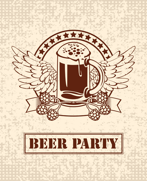 Retro Beer party Mark design vector 02 Retro font party mark beer   