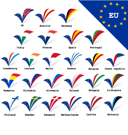 Set of European Union flag and symbol design vector graphics 02 Union symbol flag European   