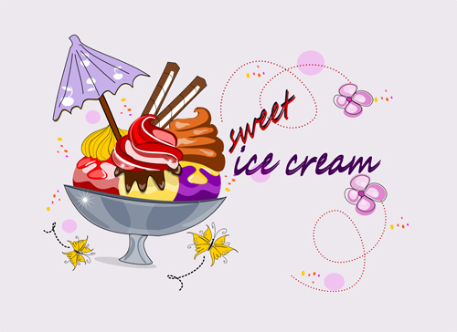 Exquisite ice cream hand drawing vector material 02 ice cream Hand drawing exquisite cream   