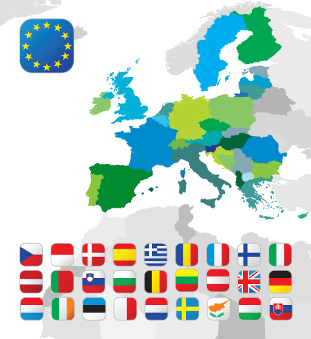 Set of European Union flag and symbol design vector graphics 03 Union symbol flag European   