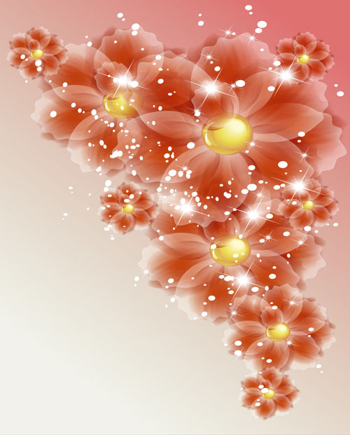 Points of light background with flowers vector set 03 Points light flowers flower   