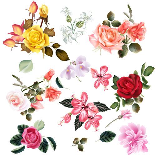 Realistic vector flowers set 02 realistic flowers   