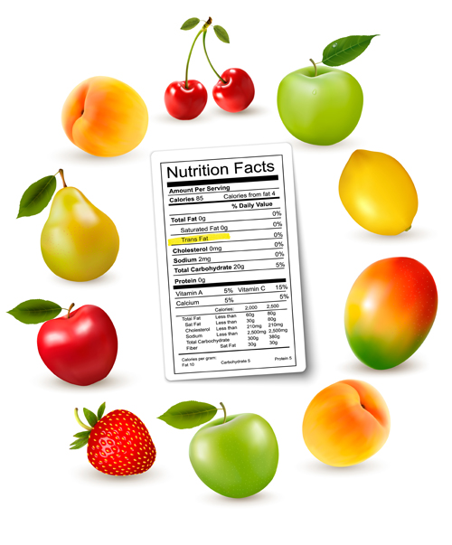Fruits with nutrition facts vector nutrition fruits fresh facts   