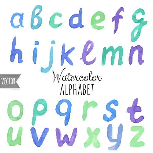 Watercolor alphabet letter with numebrs vector 08 watercolor numebrs letter alphabet   