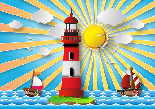 Sailing boat with marine cartoon vectors 02 sailing marine cartoon boat   