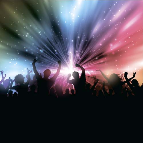 Music party backgrounds with people silhouettes vectors 02 silhouettes people party music background   