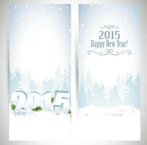 2015 new year banner with white snow vector snow new year banner 2015   