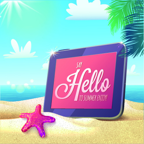 hello summer holiday background vector summer holiday hello background   