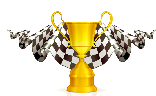 Gold trophy with flag vector trophy gold flag   