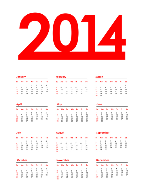 2014 Calendar grid vector design 05 grid calendar 2014   