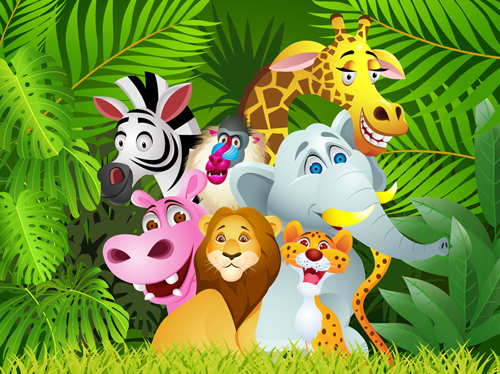 Set of Cartoon Animal Paradise vector 05 paradise cartoon animal cartoon Animal   