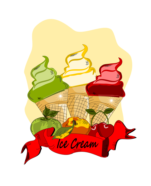 Exquisite ice cream hand drawing vector material 04 ice cream Hand drawing exquisite drawing   