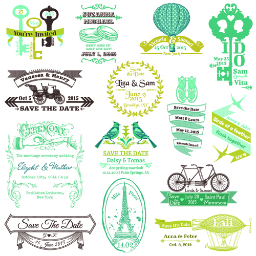 Set of Wedding logo Design Elements vector 01 wedding logo elements element   