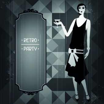 Retro party cover and girl vector 01 party girl cover   