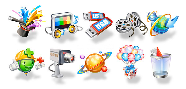3D texture icon 4 vector workers video usb trash three-dimensional star star plus music mail magic wand IE hydrogen balloon helmet hat gifts earth camera browser audio arrow   