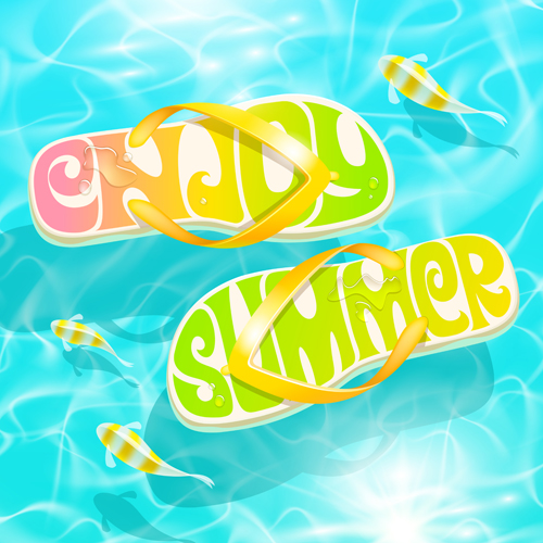 Summer holiday slippers background vector 01 summer slippers holiday background   