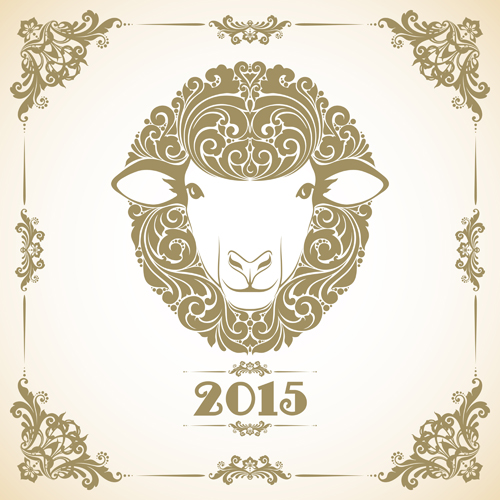 Sheep new year 2015 retro vector background 02 sheep new year background 2015   