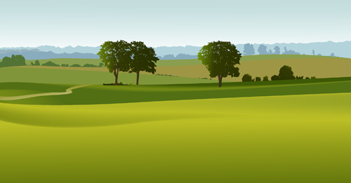 Beautiful fields landscapes vector set 18 landscape fields beautiful   