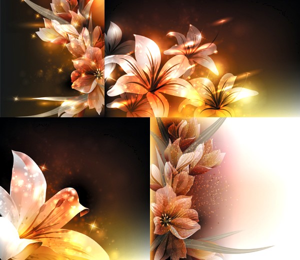 Fantasy flower beautiful background set vector flower fantasy beautiful   