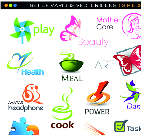 Different 3D logos design elements vector 03 logo elements element different   