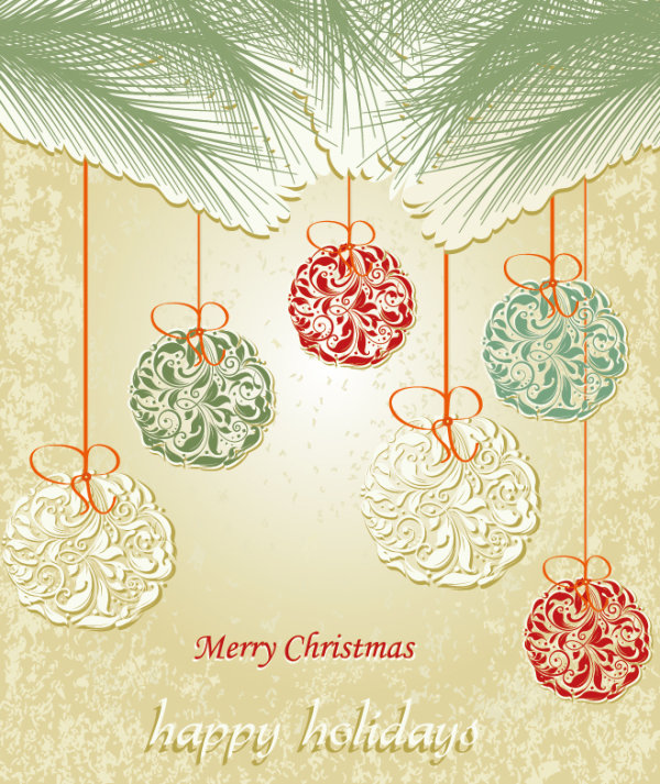 Set of floral Christmas card vector 03 floral christmas card   