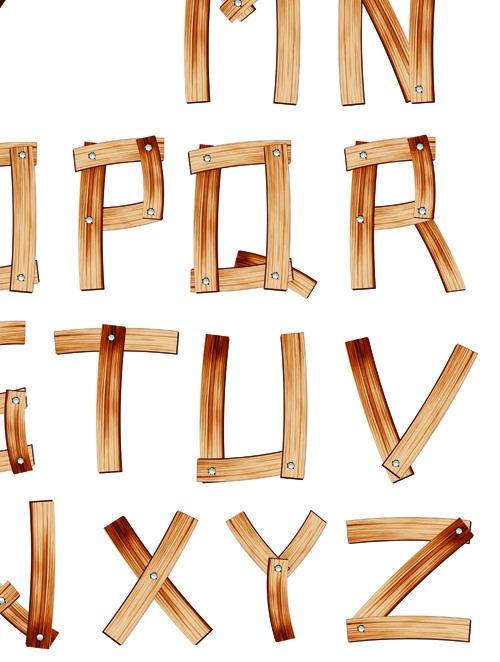 Set of Wooden alphabet numerals vector 01 wooden wood numerals alphabet   