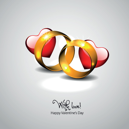 Golden wedding rings Valentine vector background 02 wedding Valentine rings golden   