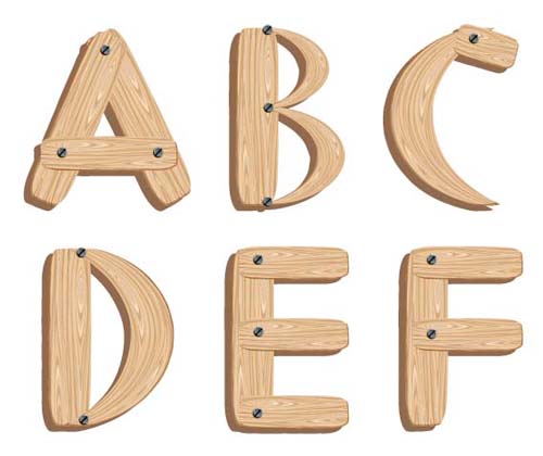 Creative Wooden Alphabet design vector set 05 wooden creative alphabet   