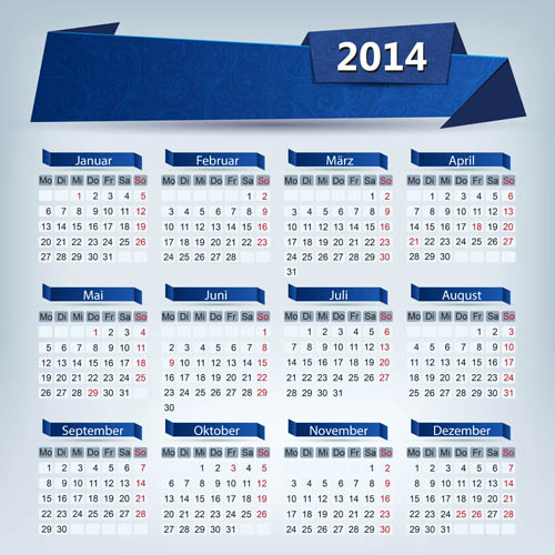 2014 Calendar grid vector design 01 grid calendar 2014   