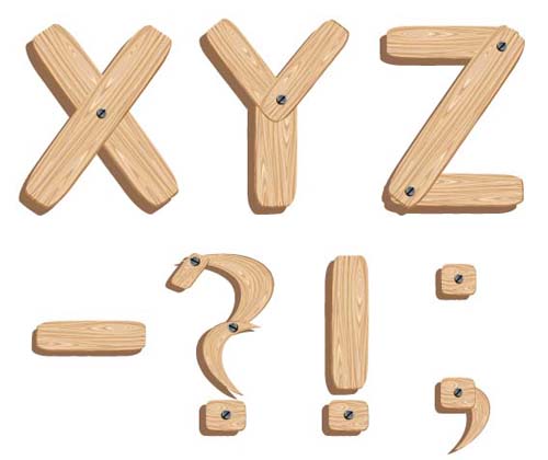 Creative Wooden Alphabet design vector set 04 wooden creative alphabet   