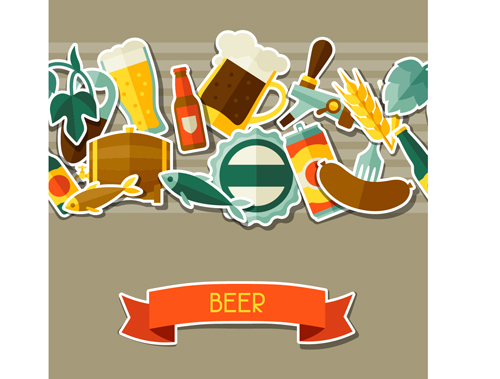 Beer flat style background vector design 03 style beer background   