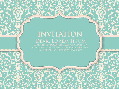 Floral ornate Invitation cards vector material ornate invitation cards invitation design   