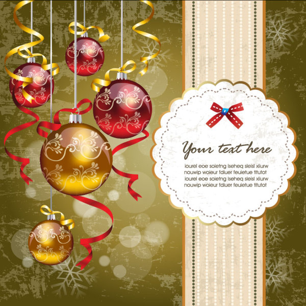 Christmas ornaments with greeting card background vector 01 ornaments ornament greeting christmas card background card   
