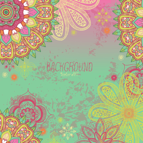 Cartoon flowers with grunge background vectors 05 grunge flowers cartoon background   