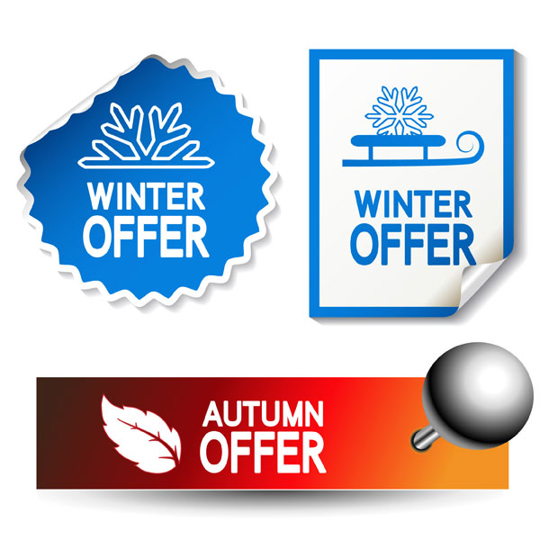 Autumn and winter offer labels stickers vector 02 winter stickers sticker labels label autumn   