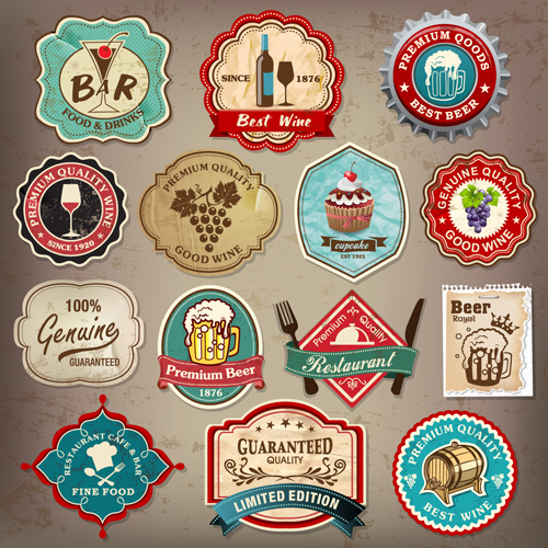 Different Retro Labels mix vector graphics 04 Retro font mix labels label different   