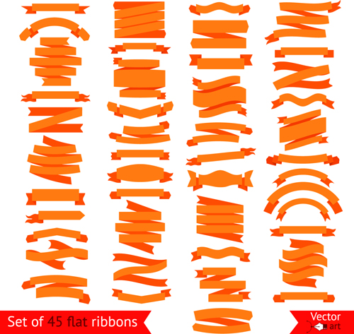 Set of flat colored ribbons vector 01   