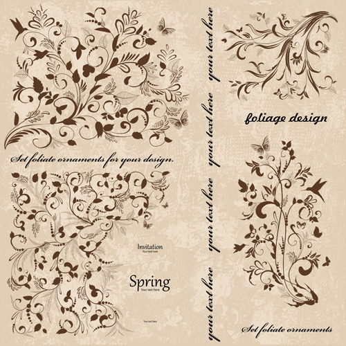 Vintage spring floral ornaments elements vector 02 vintage ornaments ornament elements element   